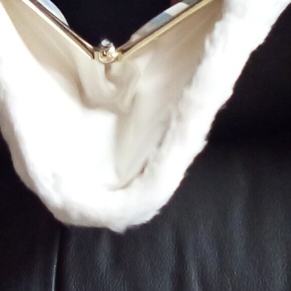 VTG Rabbit Fur Scarf/  VTG Long White Gloves/ HL Fur Clutch - Picture 4 of 9